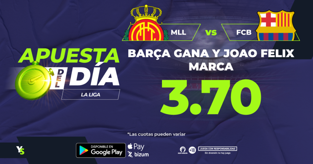 Mallorca vs Barcelona Barça gana y Joao Felix marca ➡ Cuota 3.70