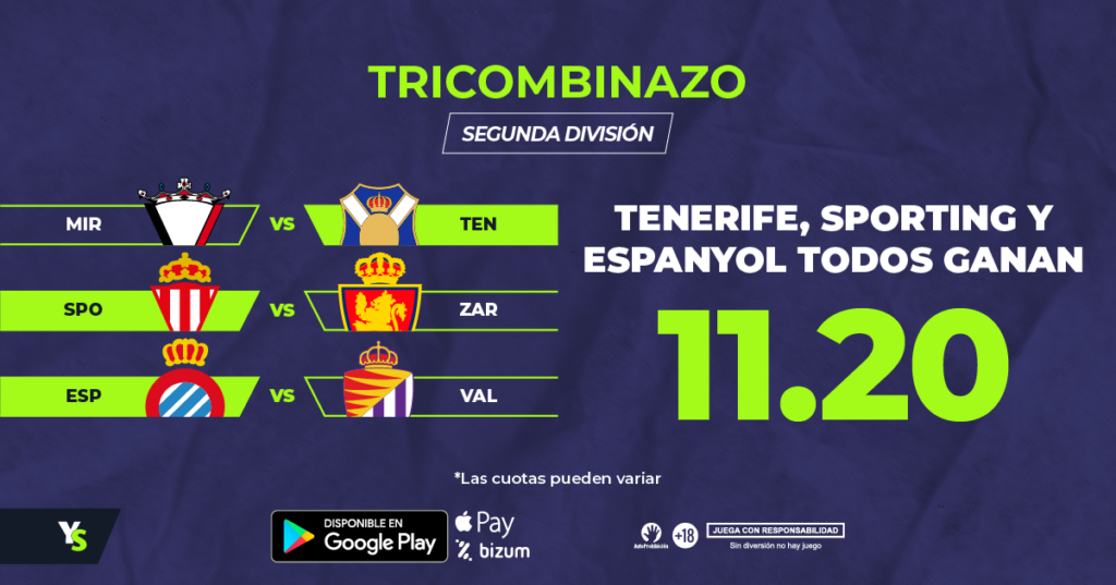 Espanyol, Sporting y Tenerife todos ganan ➡ Cuota 11.20
