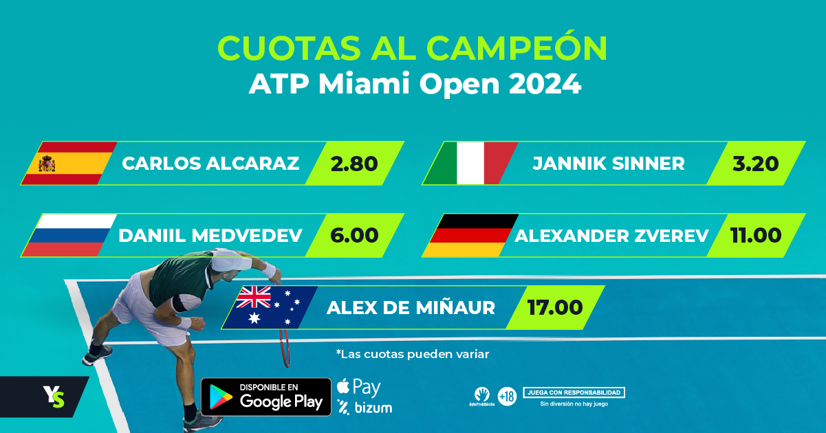 Carlos Alcaraz, favorito para ganar el Masters 1.000 de Miami