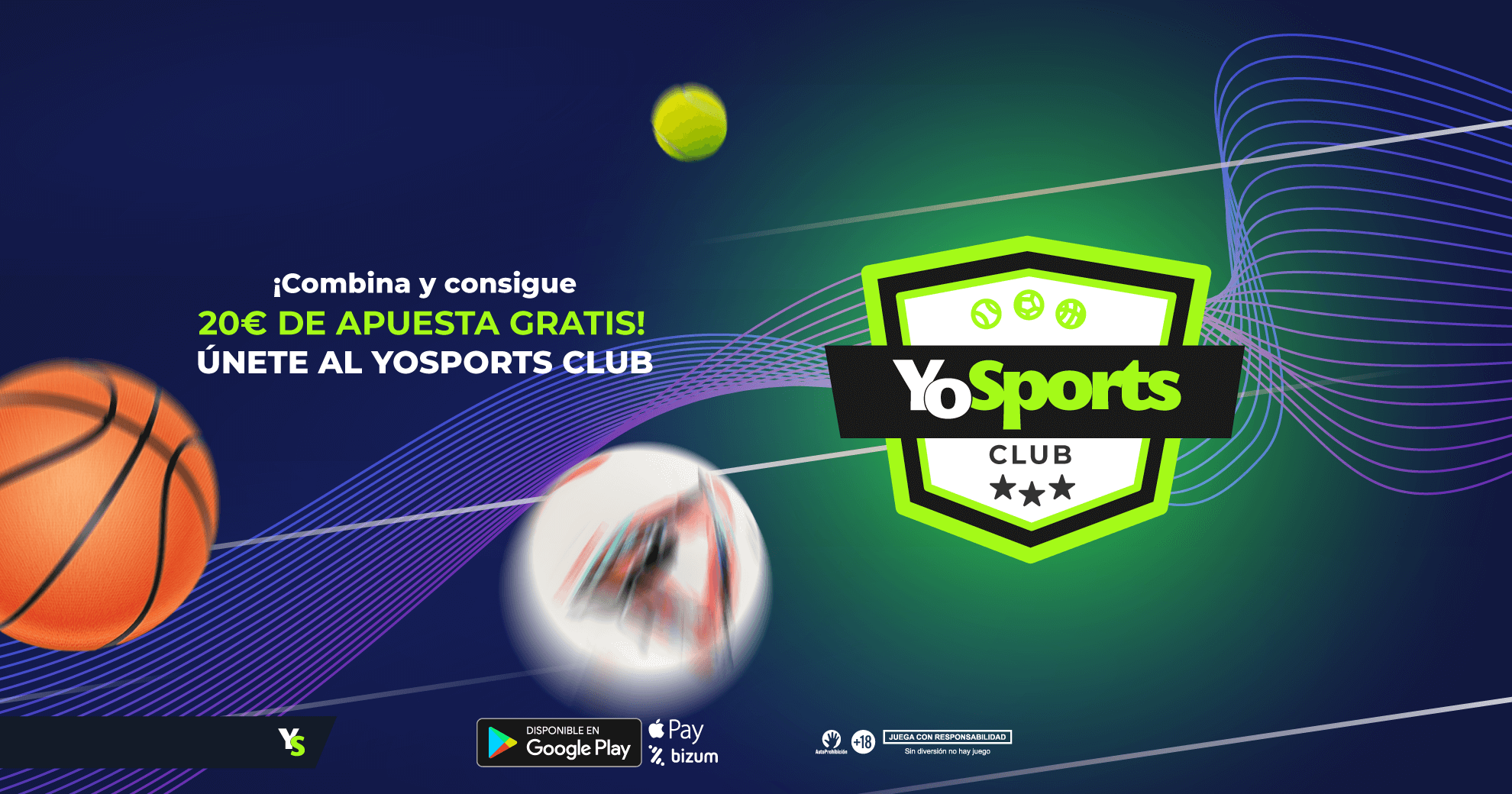 Ficha por YoSports Club y consigue 20€ de Apuestas Gratis