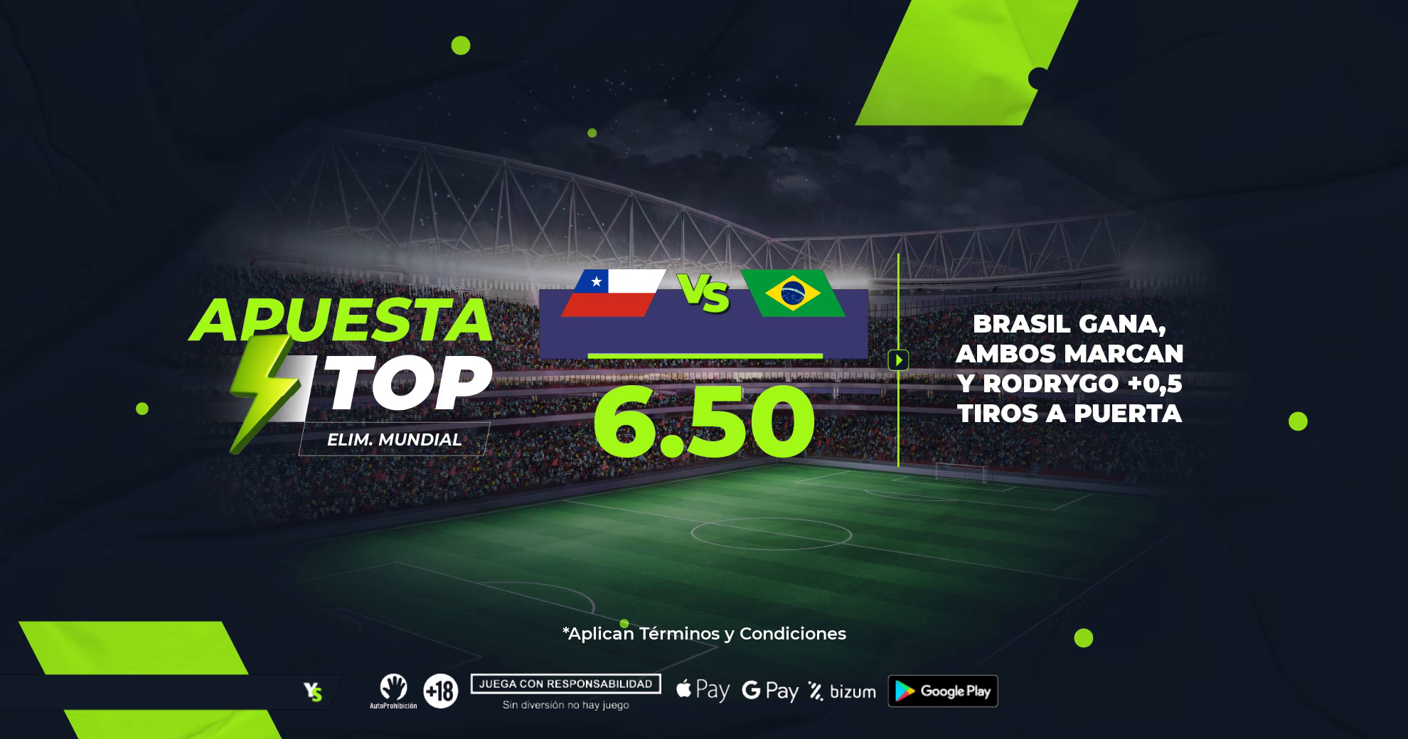 Una apuesta top de 6.50 para el Chile vs Brasil