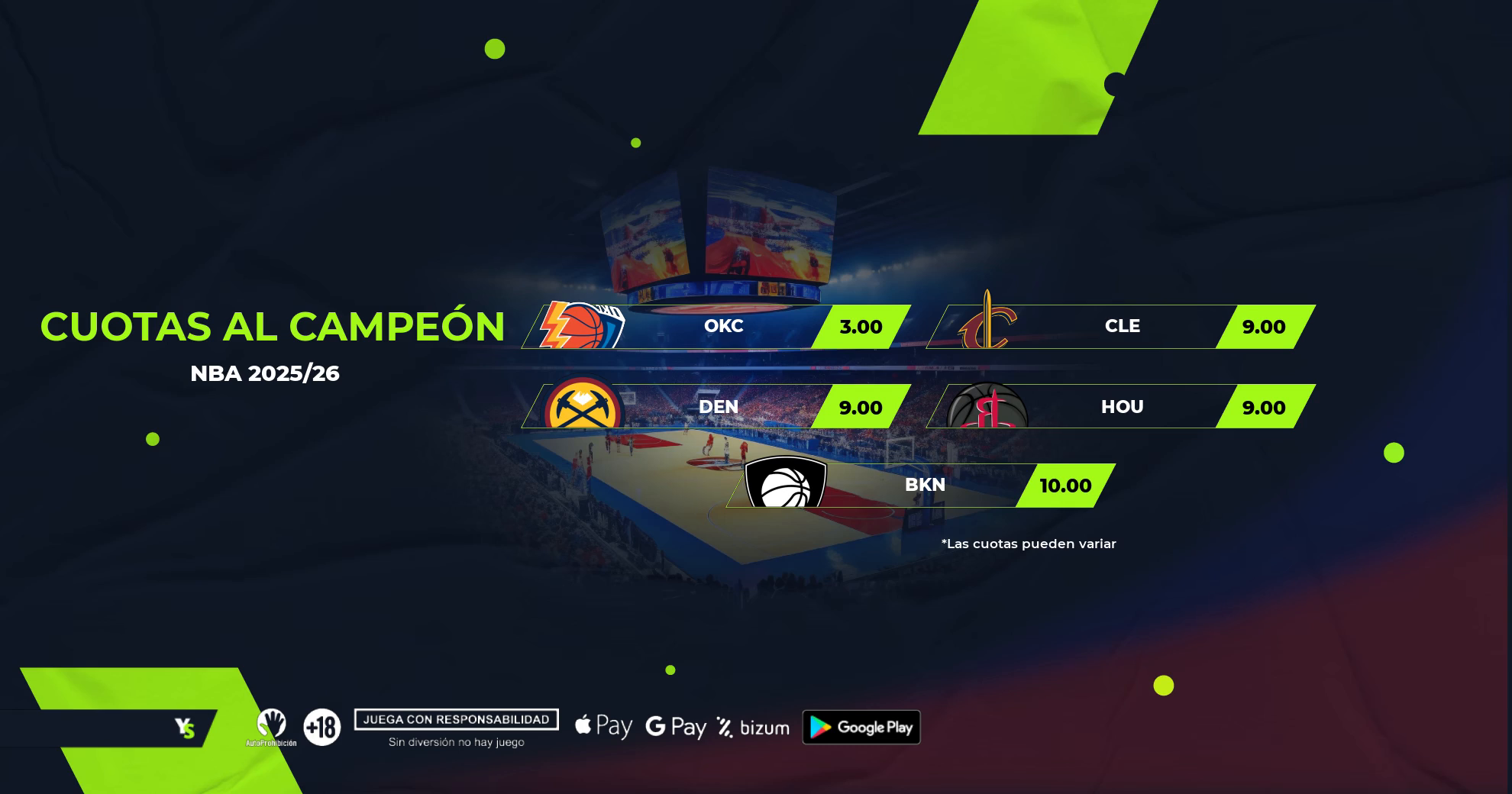 Ya disponibles las cuotas a Campeón de la NBA 2025/2026: ¡Oklahoma es favorito!